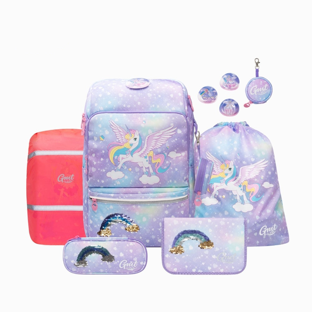 GMT LIGHT 780G School Backpack 6 Piece Sport Set Rainbow Unicorn GMT For Kids